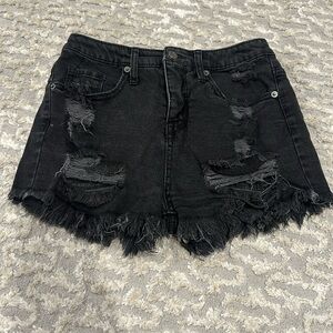 black high rise shorts.